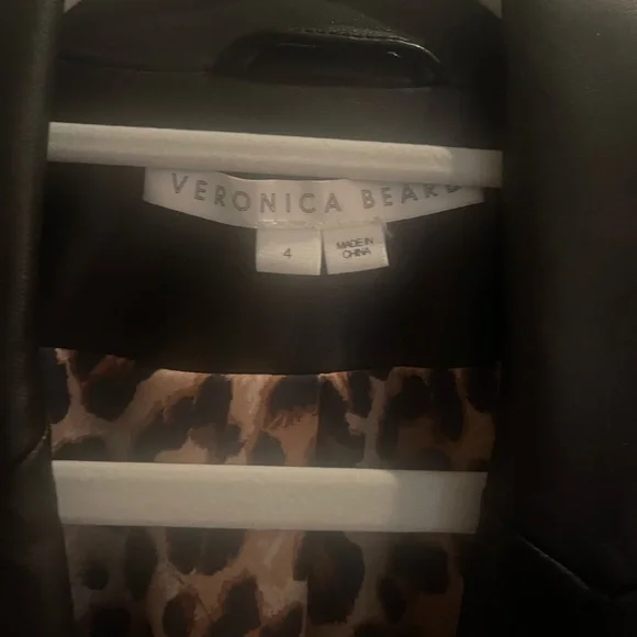 Veronica Beard cropped black leather jacket size 4